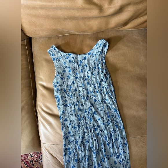 Vintage Imagio Gray And Blue Floral Midi Dress Cottagecore Country Whimsy Sz 14 - Picture 7 of 7